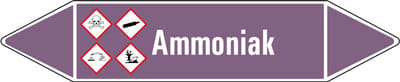 Ammoniak base leidingmarkering op vel - basen 75 x 17 mm - 8 per vel