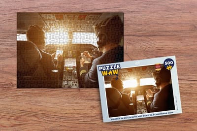 Puzzel Piloten in de cockpit met een fel schijnende zon - Legpuzzel - Puzzel 500 stukjes