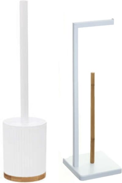 5Five - WC-borstel/Toiletborstel met toiletrolhouder set in het wit