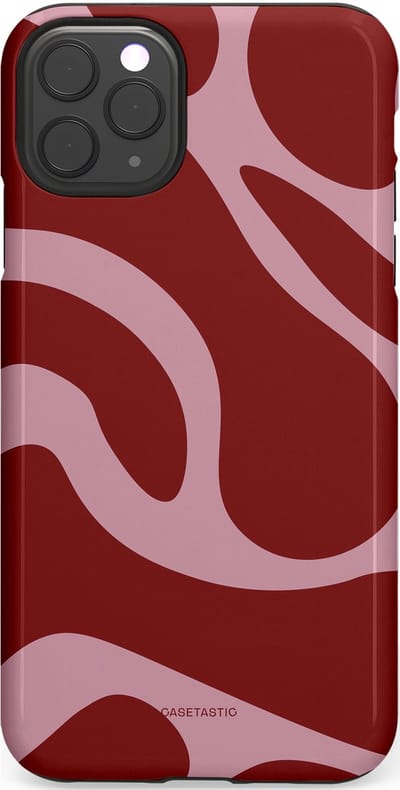 Casetastic hoesje geschikt voor Apple iPhone 11 Pro Max - Dubbellaagse bescherming - Roze Rode Framboos Blobs - Fashion Case - Bordeaux Lila