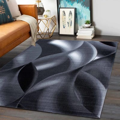 Flycarpets Marlon Vloerkleed -Modern Laagpolig- Grijs / Zwart - 80x150 cm