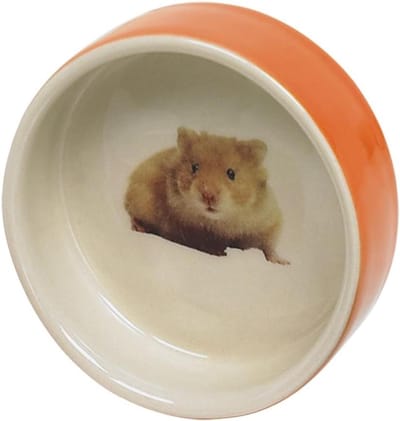 Hamster Voederstation - Voerbak Knaagdier - Voeren Hamster - Zwaar Keramiek - Diameter 7.5cm - Oranje