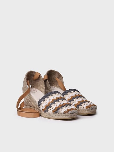 Espadrille met sleehak voor dames in veelkleurig gehaakt patroon | GEORGINA