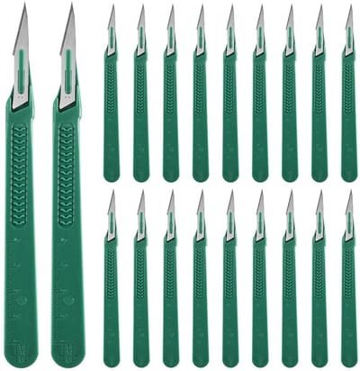 Dailygoods- Knutselmessenset 20 Stuks - Snijmessen - Reservemesjes met Beschermkap - Precisiesnijmes - Voor Doe-Het-Zelf Snijden - Afzonderlijk Steriel Verpakt