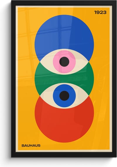 Poster in lijst - Fotolijst 40x60 cm - Posters - Bauhaus - Abstract - Vintage - Kunst - Art - Posterlijst zwart - Decoratie - Wanddecoratie woonkamer - Muurdecoratie slaapkamer
