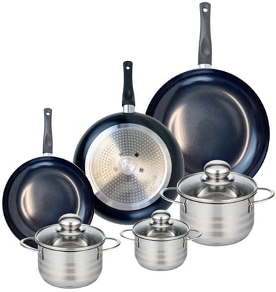Set van 3 Koekenpannen 20, 24 en 28 cm en 3 kookpotten 12, 14 en 16 cm Elo Prima Brillant