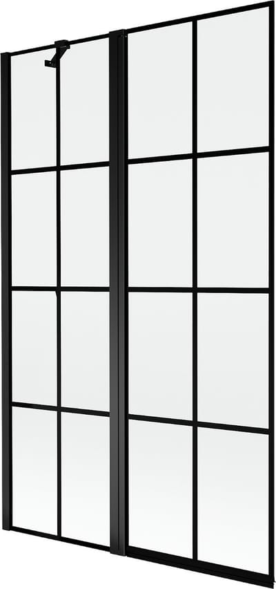 Mexen Mist douchescherm 2-delig links 110 x 150 , zwart raster, zwart - 8A9-110-011-70-77-L