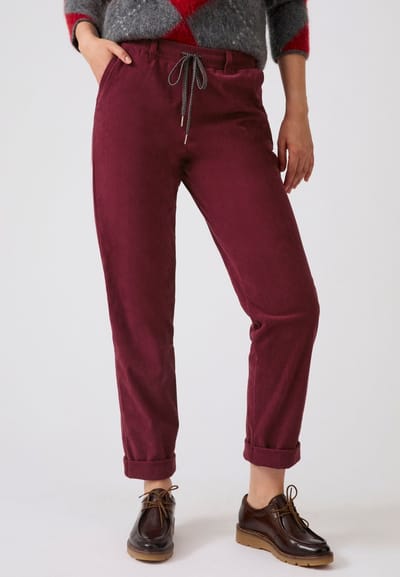 Damart - Broek van milleraies fluwel die eenvoudig aan te trekken is - Dames - Rood - 40
