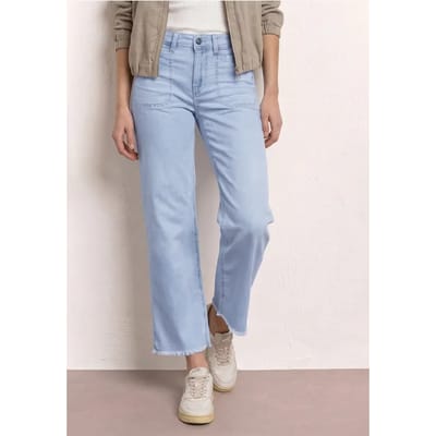 Wide Legs jeans met franje aan de zoom
