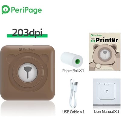 Mini imprimante thermique Portable papier Photo imprimante thermique de poche 57 mm impression sans fil Bluetooth Android IOS imprimantes marron