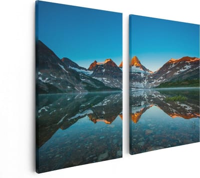 Artaza Canvas Schilderij Tweeluik Berg Assiniboine Bij Het Meer In Canada - 80x60 - Foto Op Canvas - Canvas Print
