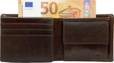 Portemonnee Heren - Portefeuille Heren - Arrigo Portemonnee - Billfold model Donkerbruin Rundleer
