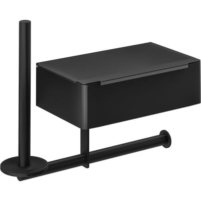 Toiletpapierhouder met doos voor vochtige doekjes Wandmontage RVS Papierhouder Toiletrolhouder black