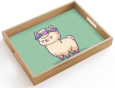 Dienblad hout 40x30 cm - Schootdienblad - Alpaca - Groen - Bloemendiadeem - Borrelplank rechthoek - Plateau dienbladen