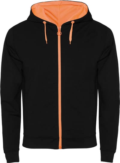 Roly - Fuji Sweater met Rits - Black 02/Fluor Orange 223 maat XL