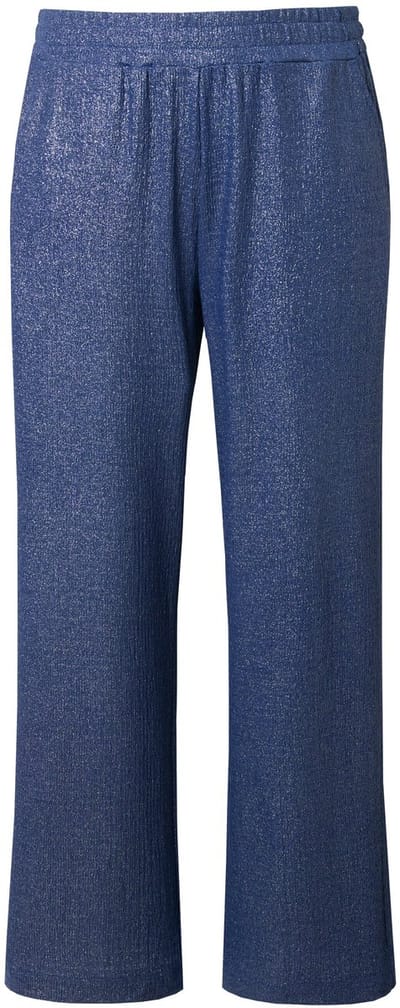 Studio Untold - Dames - Broek wijde pijpen structuur en glitter - Navy - Maat 42
