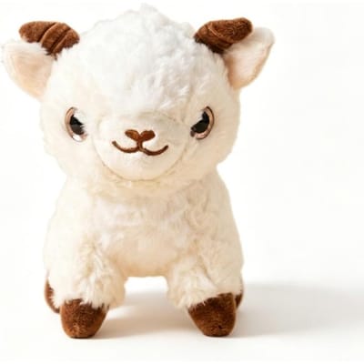 Schattige Witte Babygeit Pluche Pop Zacht Pluizig Schaap Knuffeldier Speelgoed Met Bruine Hoorns Kawaii Kleine Boerderijdier Figuur white