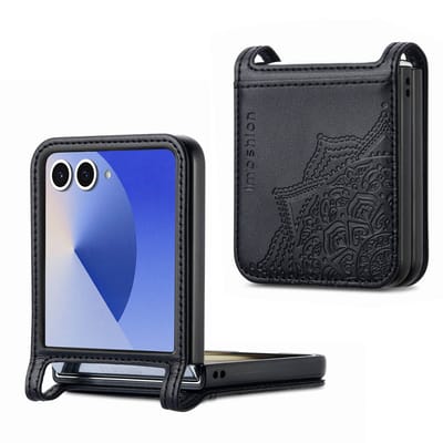 imoshion Hoesje - Geschikt voor Samsung Galaxy Z Flip 7 - Mandala Bookcase flip versie - Zwart