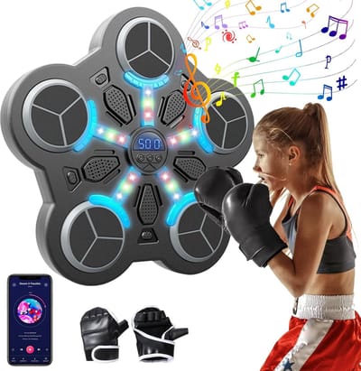 Boxing Machine - Boksmachine - Muzikale Boxmachine - Voor Kinderen, Elektronische Muurmontage Boxapparaat, 3 Snelheden, LED-display, met Boxhandschoenen, Thuis Training