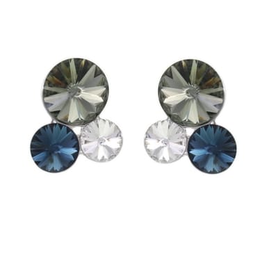 Behave - Oorknoppen dames - zilverkleur mix kristal - kleurrijke look