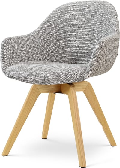 Nolon Noor-Mae draaibare Eetkamerstoel grijs blend - houten onderstel - 360° - scandinavisch - armleuning