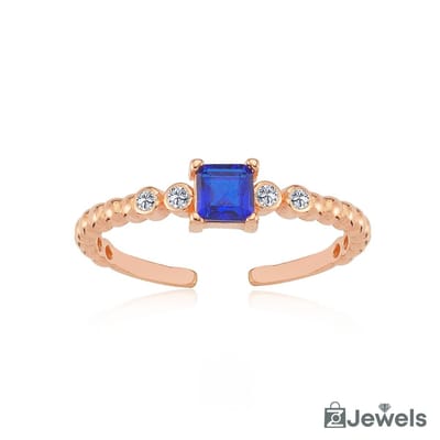 OZ Jewels Verstelbare Roségoud Gekleurde Zilveren Ring met Vierkante Zirkonium - Accessoires - Liefdessieraden - Liefdesring - Damesring - Valentijnsdag - Cadeau - Moederdag - Ring Meisje - Sieraden Dames - In mooie geschenkverpakking