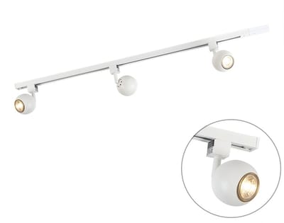 QAZQA gissi - Moderne Spot railsysteem verlichting, railverlichting geschikt voor led - 3 lichts - L 1000 mm - Wit - Woonkamer | Slaapkamer | Keuken