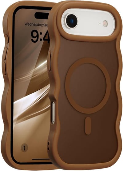 YPCd MagSafe Hoesje Geschikt voor Apple iPhone Air – Shockproof TPU – Curly Wave Backcover – Anti-Slip – Koffiebruin