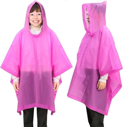 Famanu – Regenponcho voor kinderen, 2-pack, lichtgewicht, waterdichte regencapes, grote capuchon, school en outdoor gebruik