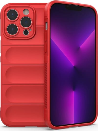 YPCd Bumpy Backcover Geschikt voor Apple iPhone 14 Pro Max – Flexibel TPU & Gripvast Hoesje met Schokbescherming en Verhoogde Randen – Rood