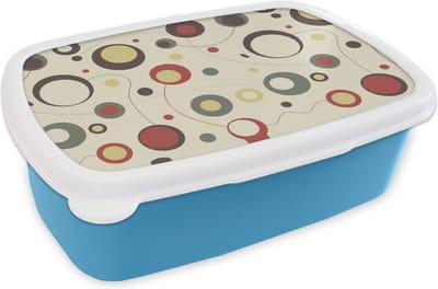 Broodtrommel Blauw - Lunchbox - Brooddoos - Cirkel - Lijn - Design - 18x12x6 cm - Kinderen - Jongen