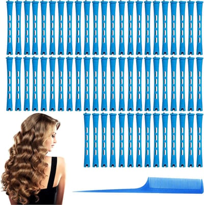 Anti-slip Haarrollers voor Krullen - Koude Golfstaven, Korte Krulstokken met Elastische Band, Permanent Krullers, Haarstyling Tools (60 Stuks)