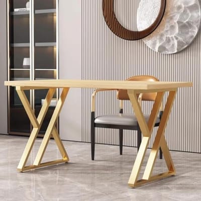 Industriële Gouden Eettafel Poten - Moderne Bureau Base voor DIY Meubels - Zwart Gietijzeren en Smeedijzeren Driehoek Poten 28 inch
