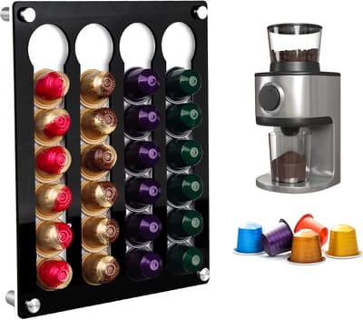 Famanu – Capsulehouder voor wandmontage - 20 x 25 acryl - houder voor koffiecapsules - capsuleopslag voor kantoor - keuken - hoek - koffiehoek - theehoek