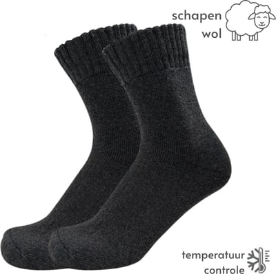 Thermosokken met Wol - maat 36-40 - Donker grijs - Wintersokken/ Thermische sokken Dames