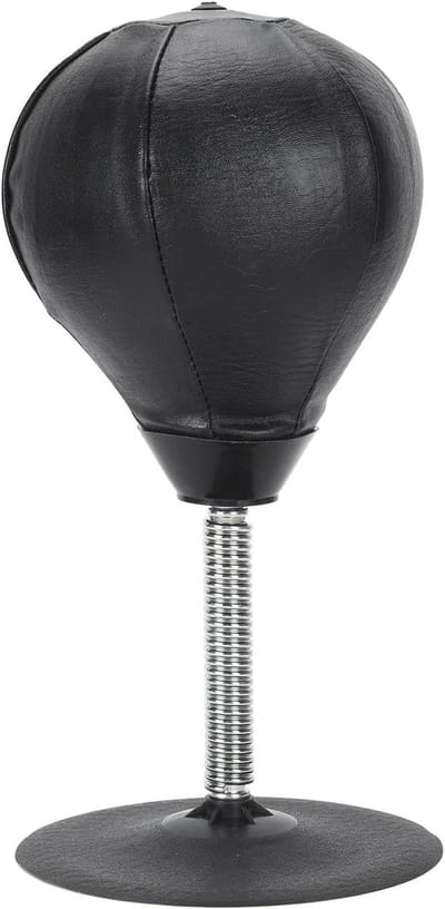 Desktop Bokszak - Mini Bokszak Tafel Bokszak - Stress Verlichten - Zuignap Bevestiging - 21 cm Hoog - Zwart