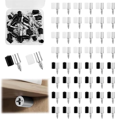 Pack of 50 self-tapping screws, 7 mm diameter integrated screws, insert base, high load capacity cabinet, self-drilling shelf pegs, shelf brackets with rubber protection for cabinet and