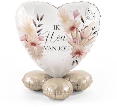 Ik hou van jou - Bloemen - Ballonnen set met standaard - Everloon