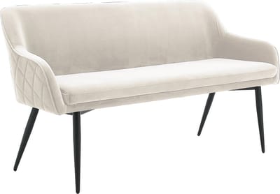 Eetkamerbank Darcy Creme - Fluweel - Breedte 160 cm - Zithoogte 49.5 cm - Zitdiepte 45 cm - Zitbreedte 145.5 cm