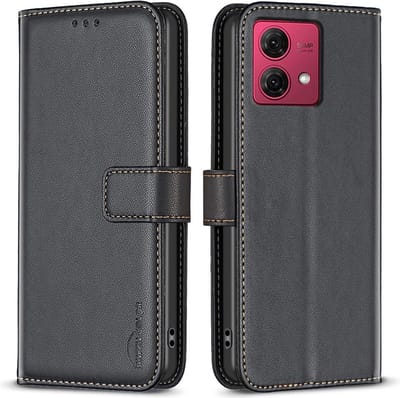 BINFEN Hoesje - Geschikt voor Motorola Moto G84 Hoesje - BINFEN Color Book Case - Zwart