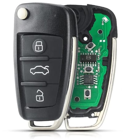 XEOD 3 knops klapsleutel geschikt voor Audi A4 - ID48 - 433MHZ - HU66 - Complete sleutel - Met electronica - Met afstandsbediening - 8E0837220D - 1 stuks