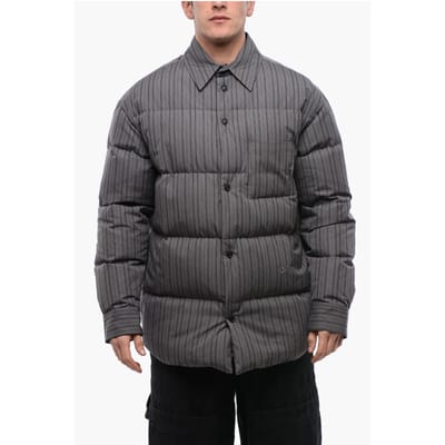 Gestreept katoenen gewatteerd omkeerbaar overshirt in grijs