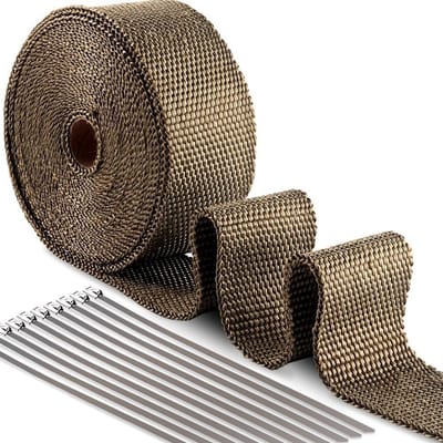 Thermische Isolatieband 50 mm - 10 m voor Motorfiets en Auto, Inclusief Roestvrijstalen Bevestigingsmiddelen