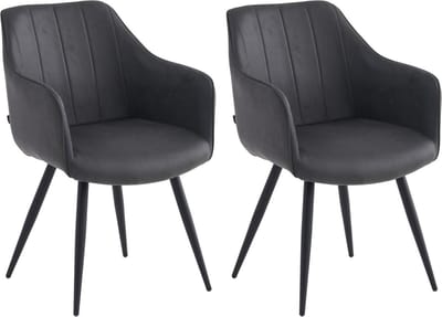 Colenis® - Verto Eetkamerstoel - Set Van 2 - Antraciet - Microfiber Stof - Microvezel - Industrieel
