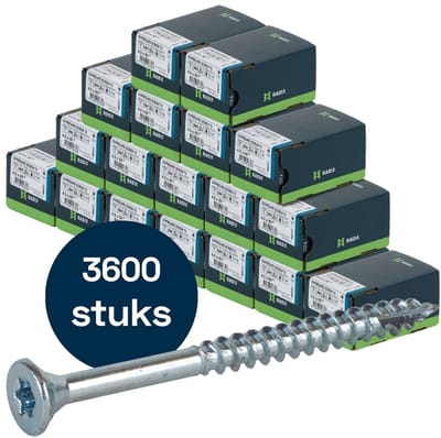 Radix Torx 20 Spaanplaatschroef - Platkop + Snijpunt - 4,0 x 50mm/30 - Verzinkt - Deeldraad (3600 stuks) VOLLE DOOS!