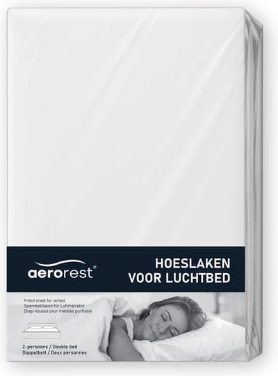 AeroRest hoeslaken tweepersoons luchtbed | Superieure dikke kwaliteit | Jersey | 100% katoen | Wit | 152 x 203-210 cm