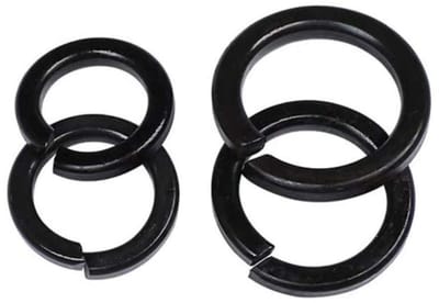 Dailygoods - Set van 100 zwarte veer platte ringen - Bevestigingsmiddelen - M3/M4/M5/M6/M8/M10 - Koolstofstaal - Wasmachine pakkingen - Perfect voor e...