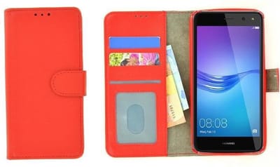 Fashion rood wallet bookcase hoesje Geschikt voor Huawei Y6 2017