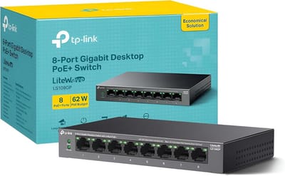 8-Poorts Gigabit Switch met PoE+ (Power over Ethernet) - Tot 250m Bereik en Stille Werking