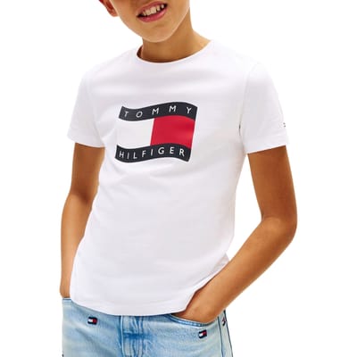 Tommy Hilfiger Boys Wavy Flag T-shirt White Taglia: 8 | T-shirt Outlet | kids | Bianco